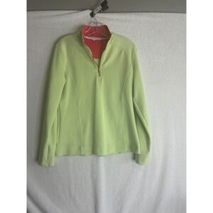Fairway & Greene Ladies Lime Green Coral 1/4 Zip Golf Pullover Top Medium